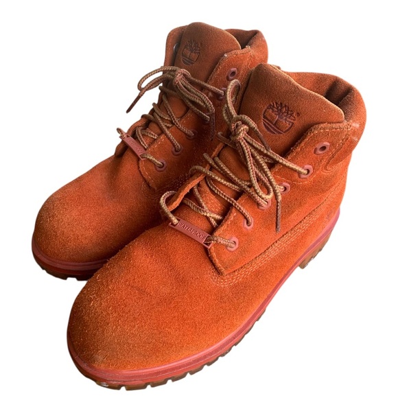 Timberland 6” Premium Rust Suede Hiking Boots Junior Kids Size 3 Youth - Picture 3 of 8